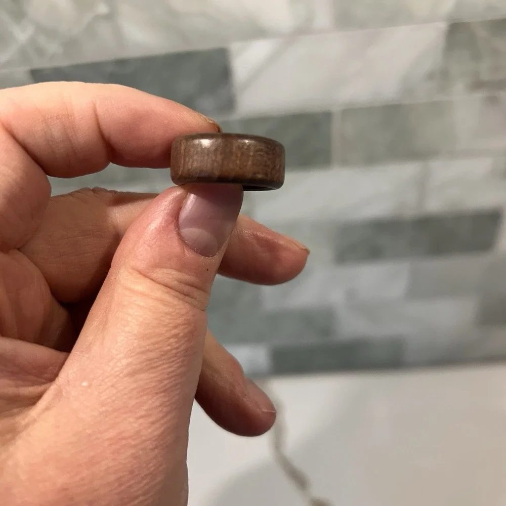 Deep Brown Wood Approx US Ring Size: 5.5